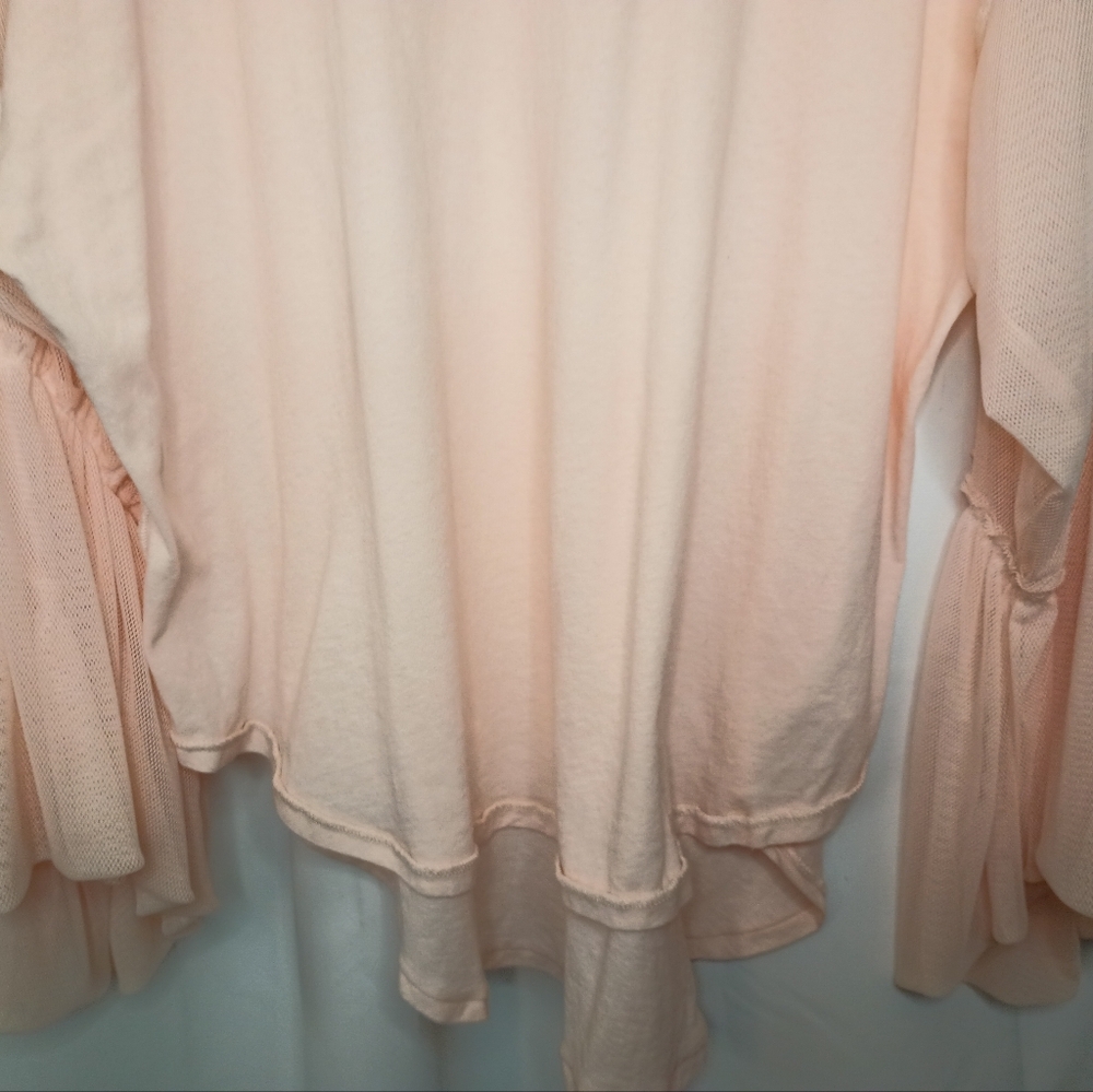 Free People Still Got It Top Small Pink Mesh Ruffle Bell Sleeve Coquette Ballet - Picture 5 of 13